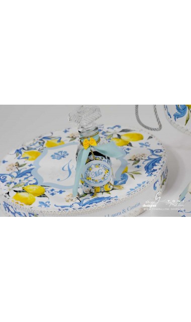Trusou botez mediteranean inspiratie italia Capri Sorrento cu lamai si faianta alb cu albastru Italian Boy 16